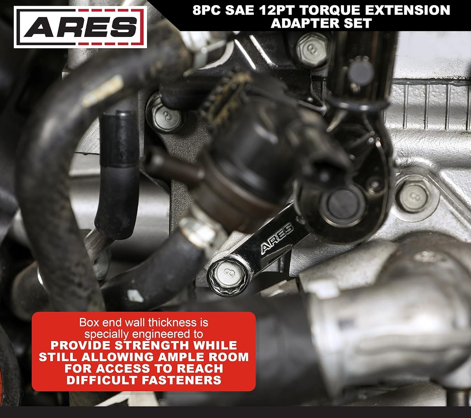 Piece SAE 12-Point Box End Torque Adapter Extension Set – 3/8-Inch Drive – 2-Inc