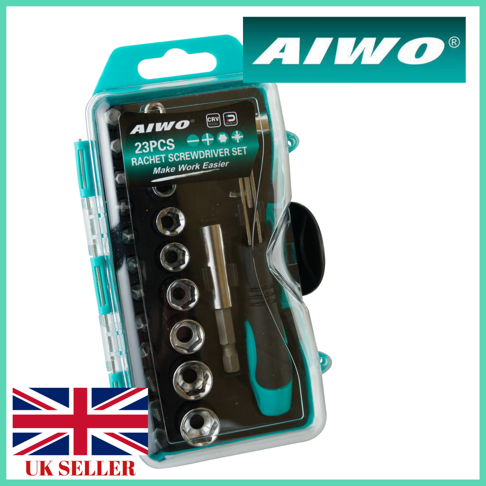 23 Pcs Magnetic Screwdriver Socket Set | Ratchet Grip Lock | Storage Case