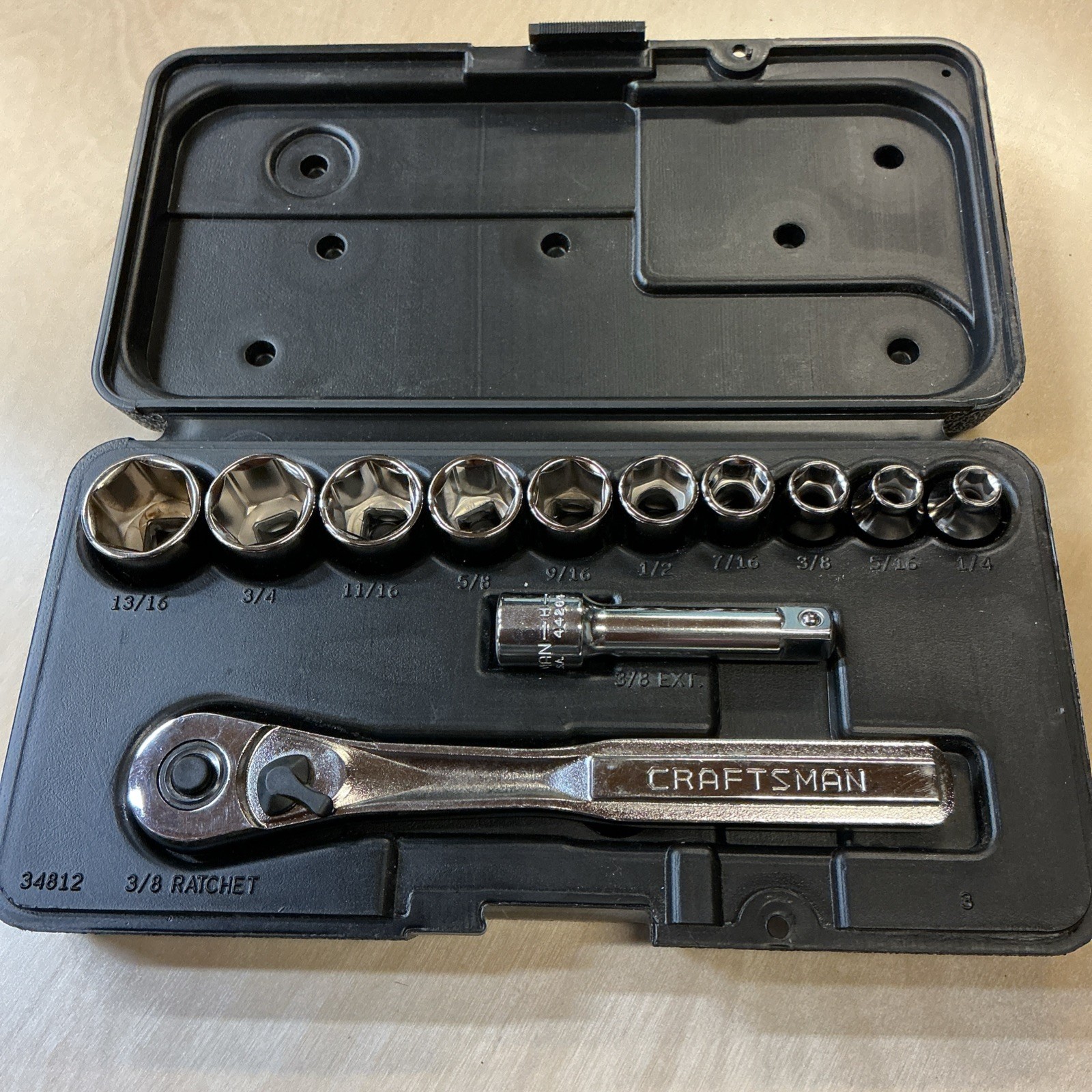 Craftsman USA 12 pcs 6 pt SAE 13/16” To 1/4” Ratchet Set 3/8”Drive FREE SHIPPING