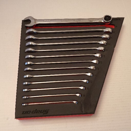SNAP ON TOOLS 13Pc Metric Combination Wrench Set RED Foam Organizer 7mm-19mm