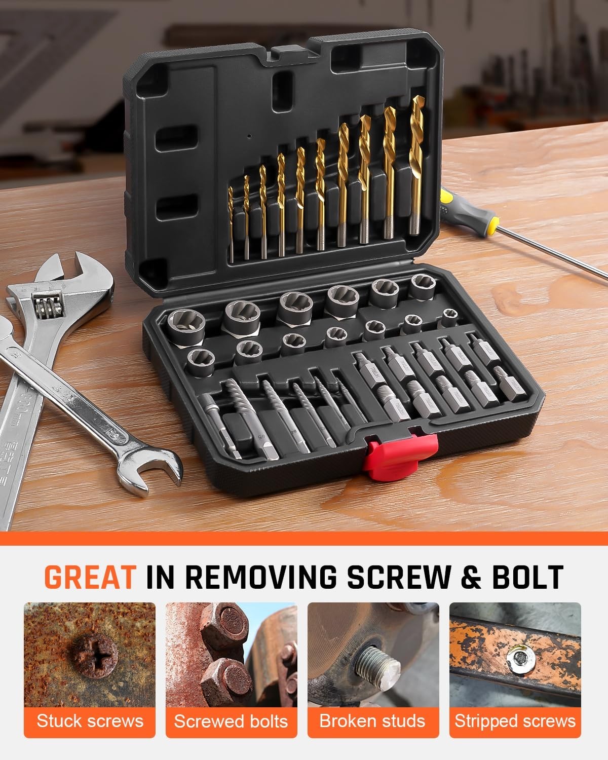 Bolt Extractor Kit, 39 Pieces Easy Out Screw Extractor Set, Left Hand Drill B…