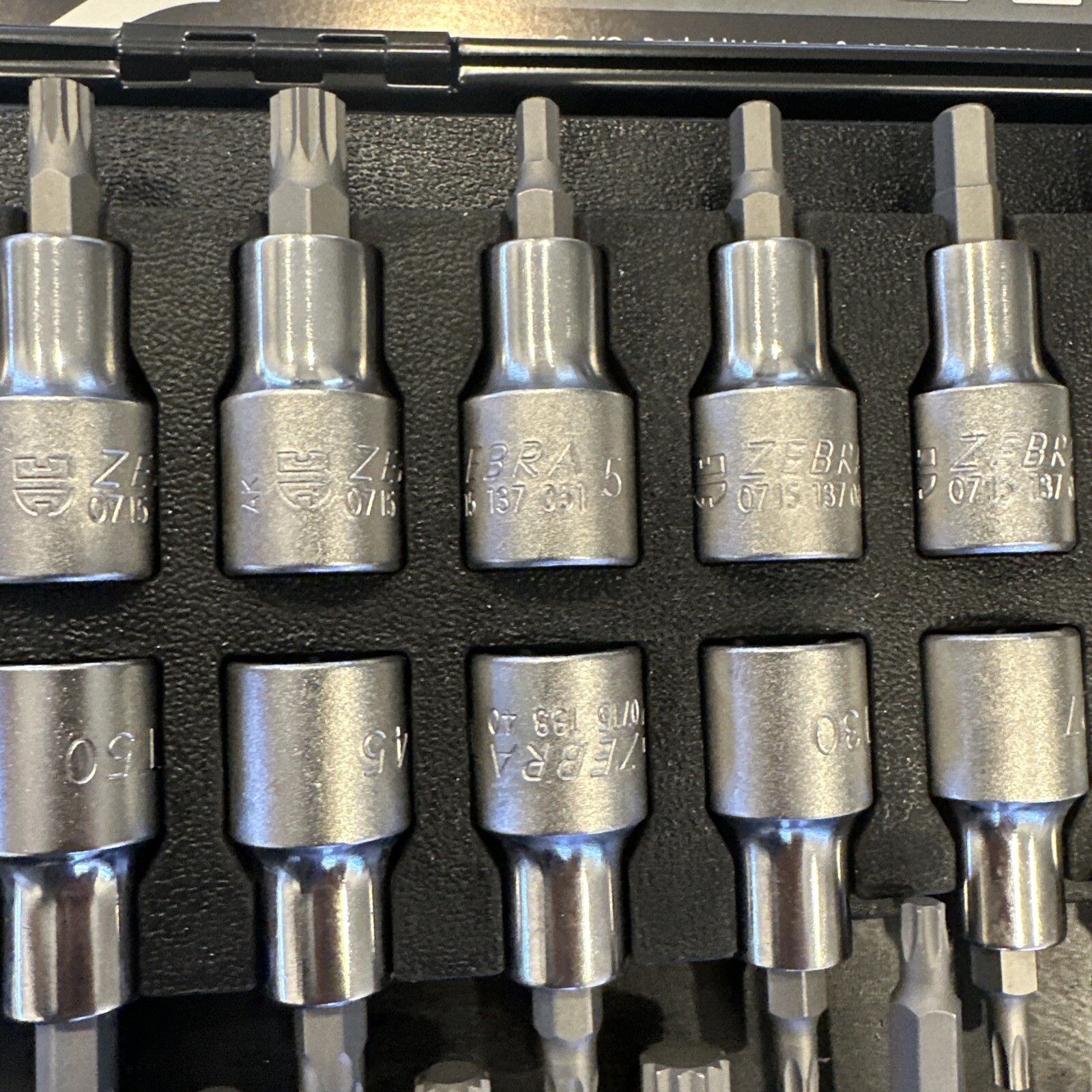 Wurth ZEBRA 1/2 Inch Torx, Multi-Point (12-Pt), & Allen Socket Set 31 Pc W/ Case