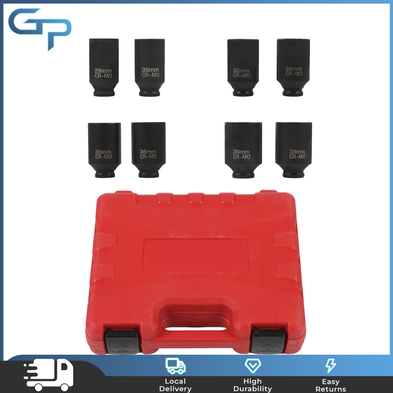 8PCS 1/2″ Drive Deep Spindle Axle Nut Impact Socket Set 29-39mm 12 Point