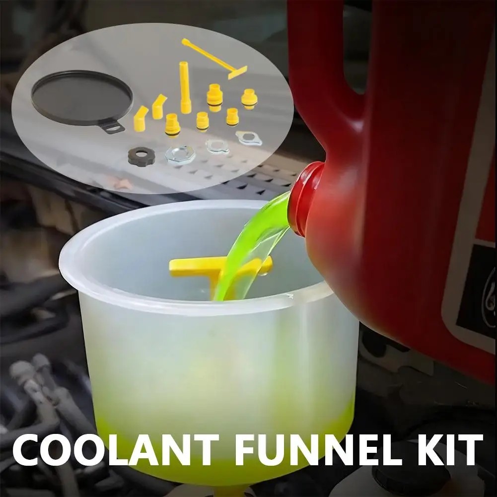 15pc Spill Free Coolant Funnel Kit Radiator Antifreeze Filling Bleeder Adapters