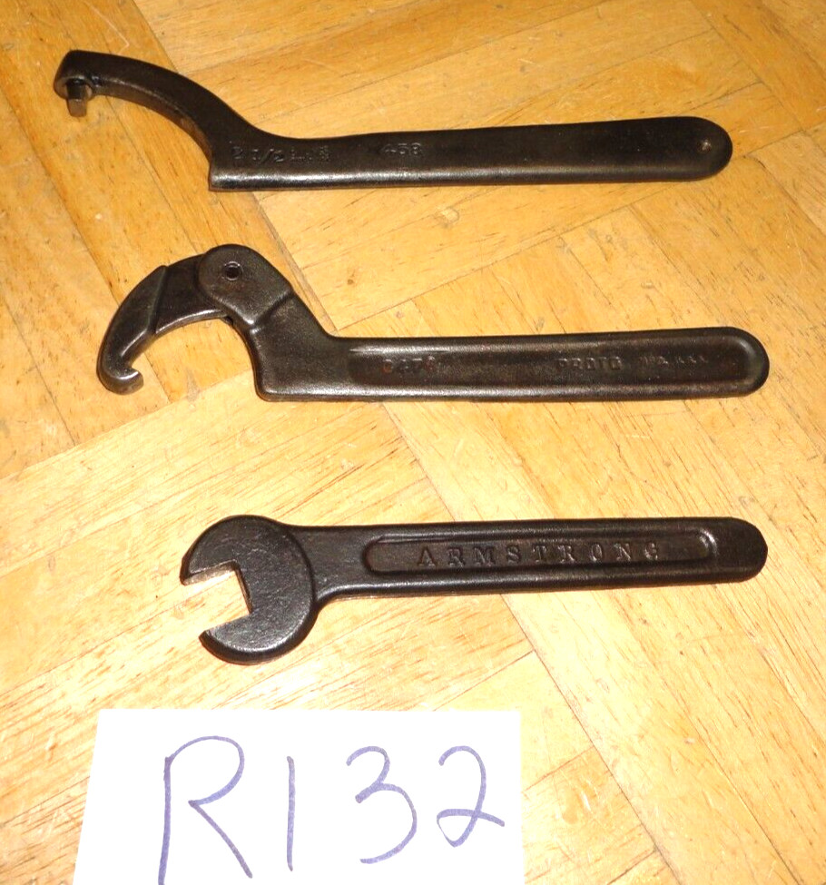 BILLINGS & PROTO & ARMSTRONG TOOLS 3 PIECE SPANNER & OPEN END SQUARE WRENCHES
