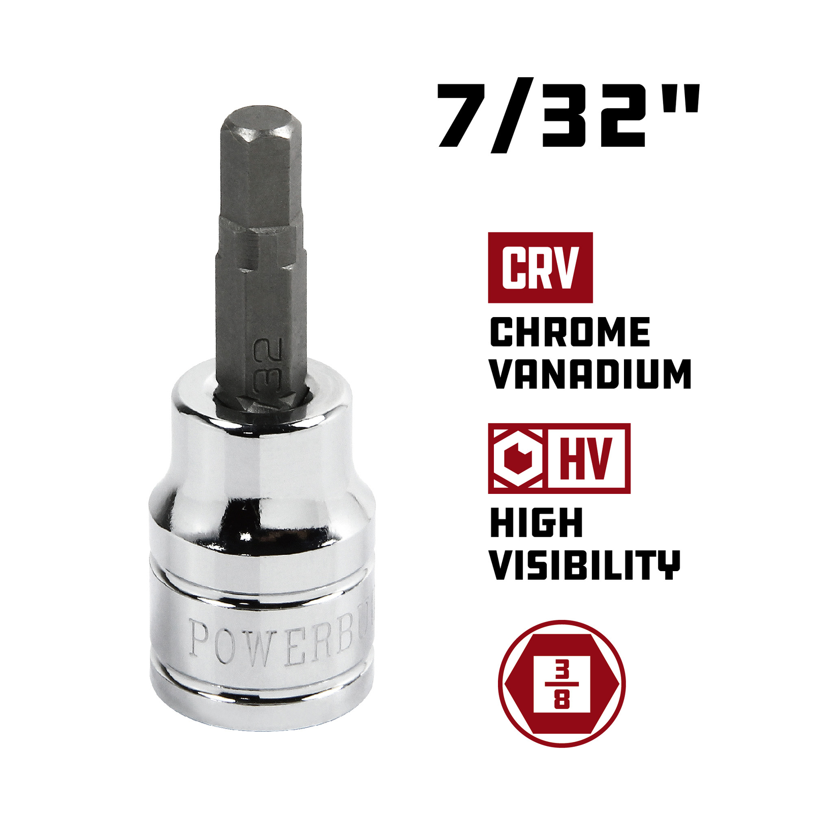 Powerbuilt 3/8 Inch Drive x 7/32 Inch Hex Bit Socket – 640350