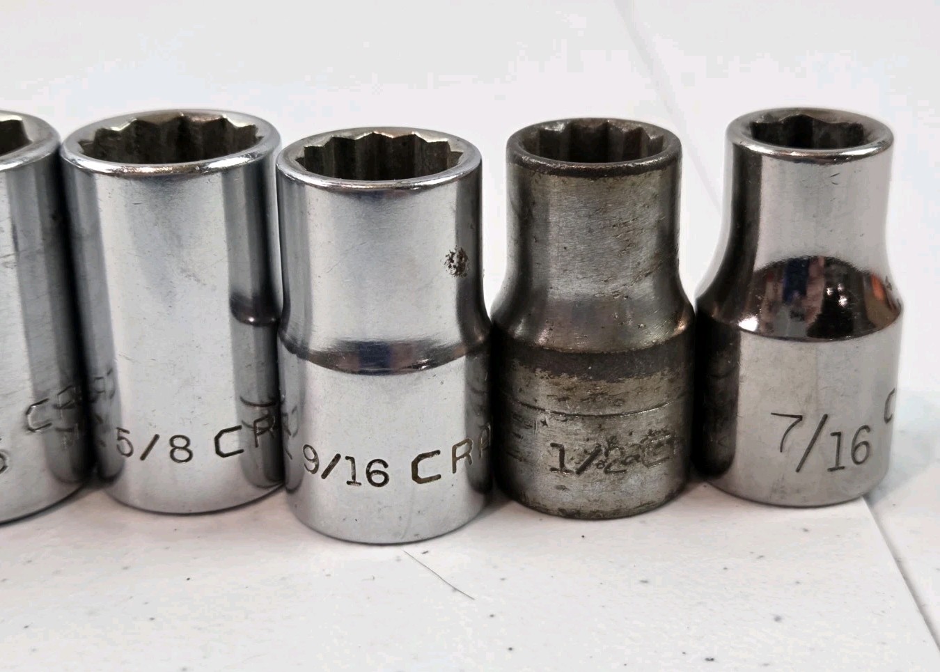 Craftsman Socket Set (12) Pc SAE Lot, 1/2″ Drive 6 Pt, 8 Pt, 12 Pt Assorted-READ