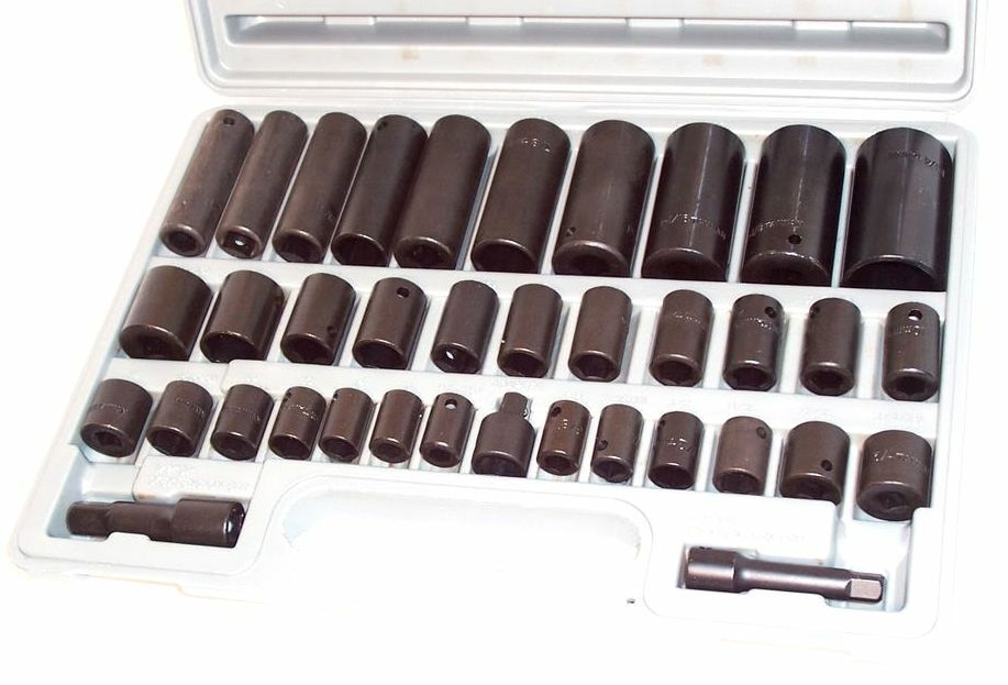 38 PC 3/8″ & 1/2″ DR AIR IMPACT SOCKET SET 6 POINTS SOCKETS KIT Shallow-Deep