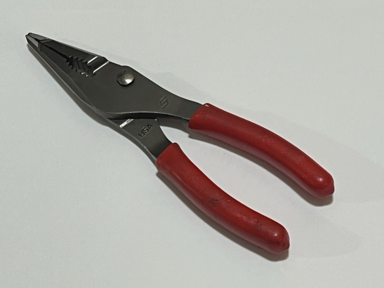Snap On LN46ACF Long Nose Slip Joint Soft Grip Pliers 7″ Long USA NICE