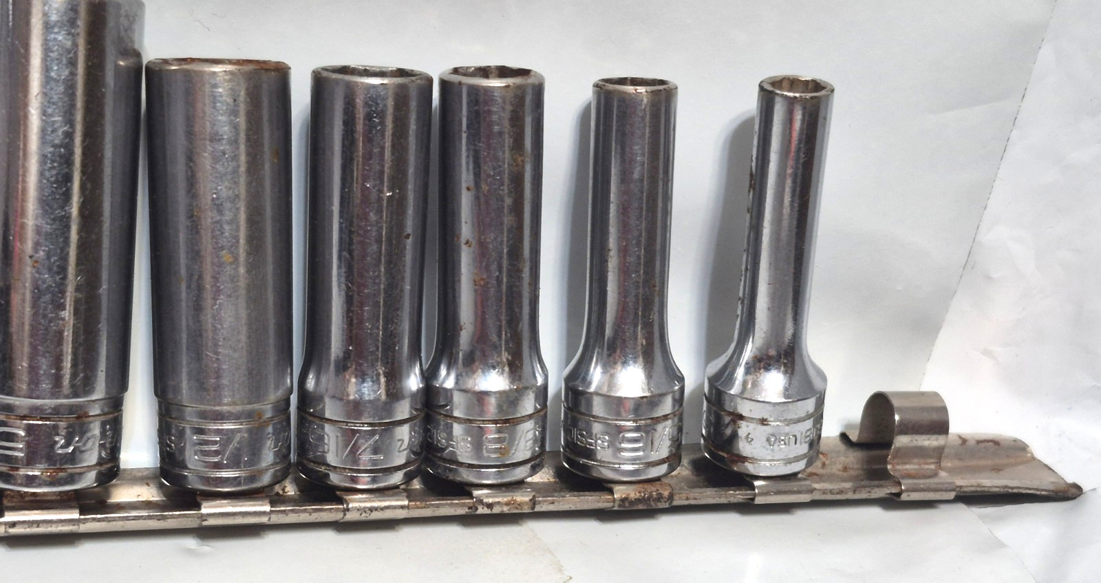 Snap-on 3/8″ Drive 10 PC 6pt Point Deep Socket Set.. missing 9/16″