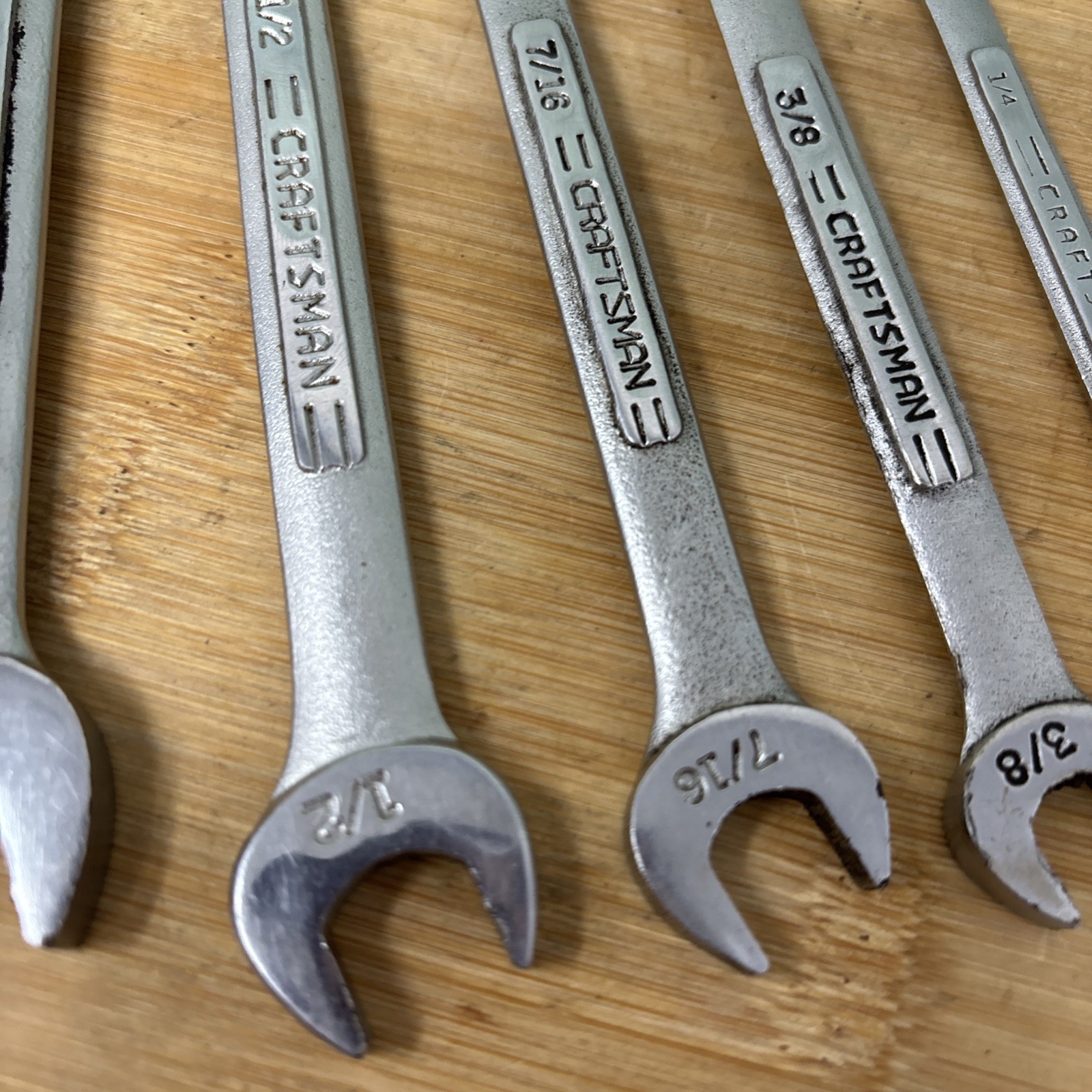 Lot 6 Craftsman Combination Wrenches USA 12pt,VV 1/4″, 11/16, 1/2, 7/16,5/8, 3/8