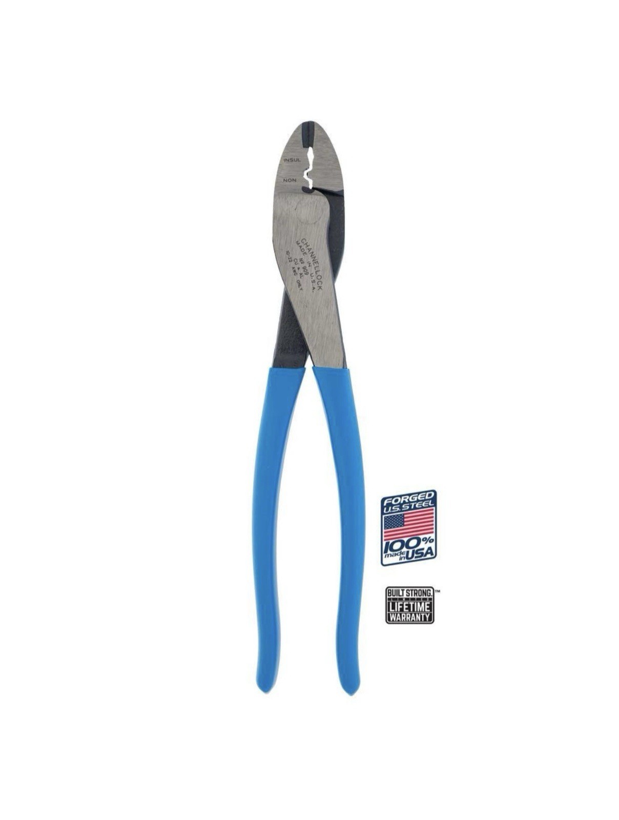 Channellock 909 9.5″ Crimping Pliers Range from 10-22 AWG Wire USA MADE