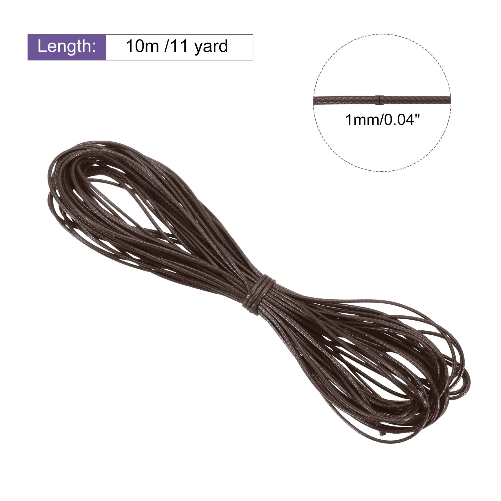 Dark Brown 1mm Waxed Cord 11 Yard Wax Bead Thread String for Jewelry Make