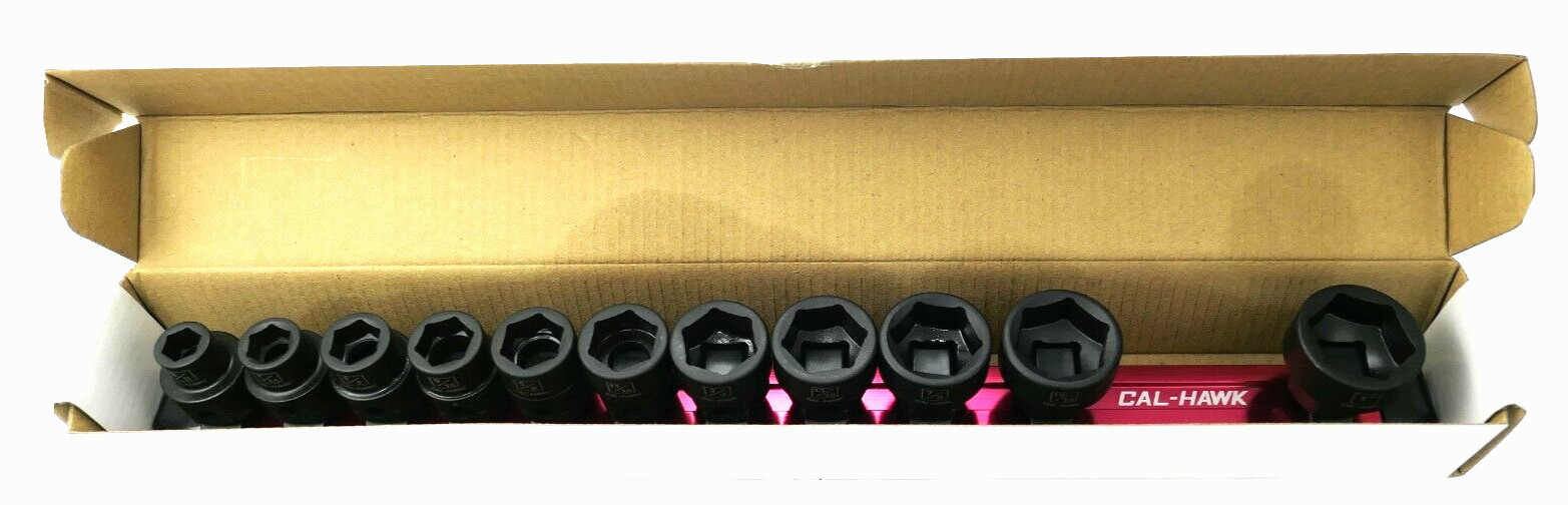11Pc 1/2″ Drive Nano Low Profile Impact Socket Set SAE New Cal-Hawk Pro