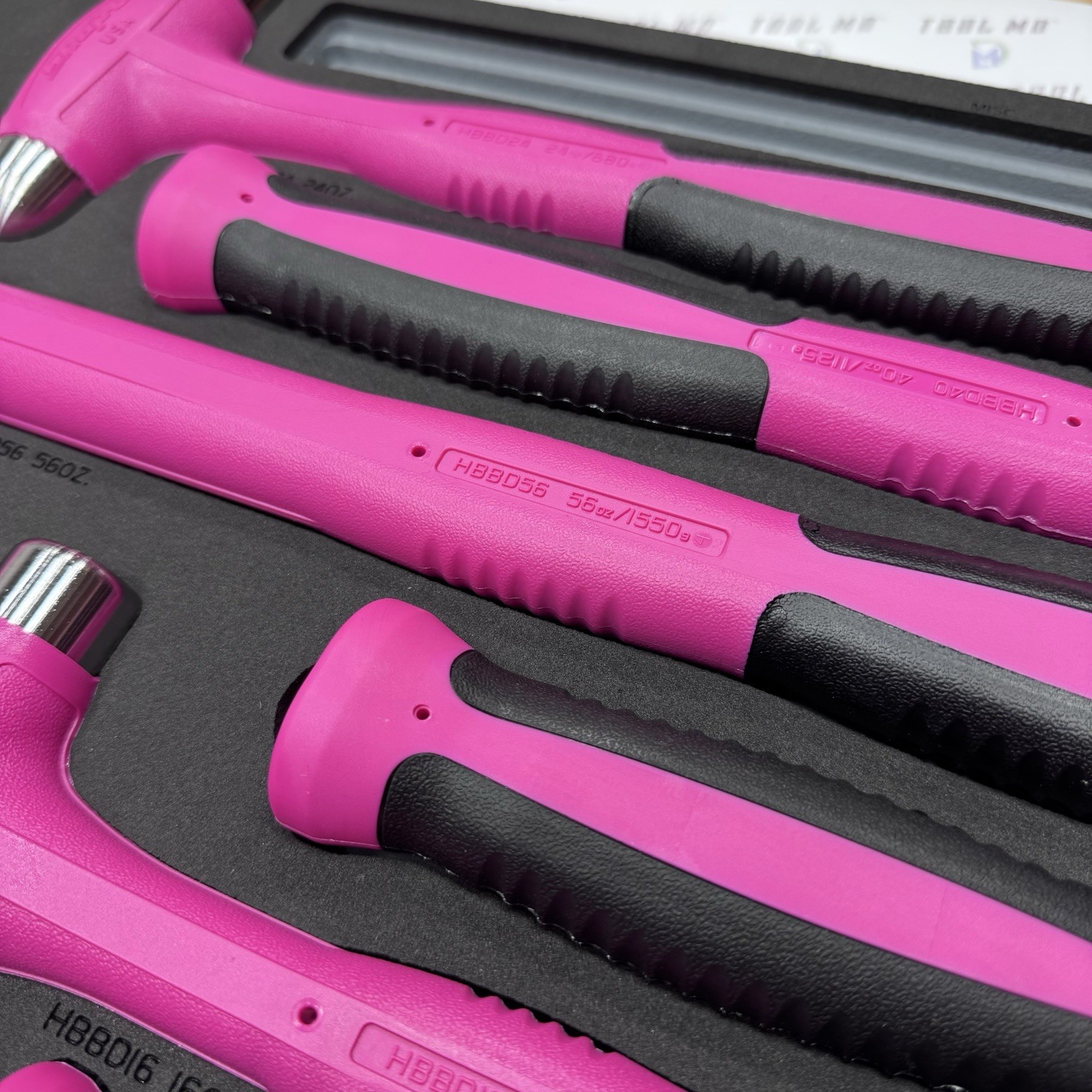 Snap-on Tools USA NEW 6pc ELECTRIC PINK Dead Blow Ball Peen Hammer Set HBBD6FEP