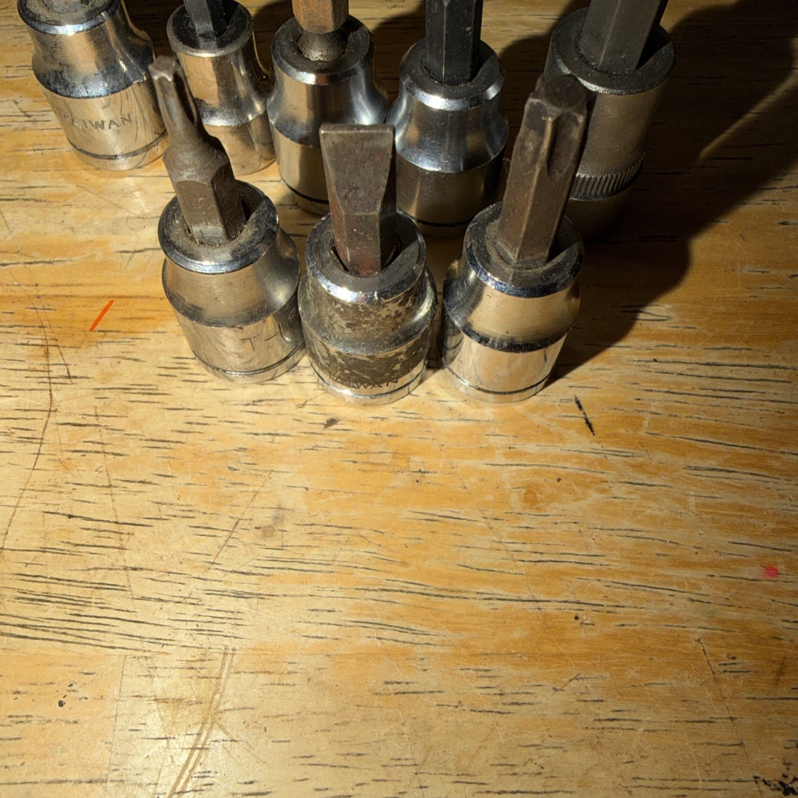Lot Of 25+ Socket Bits: 1/4” & 3/8 Drive. Torx, Hex, Flat Head, Phillips, Square