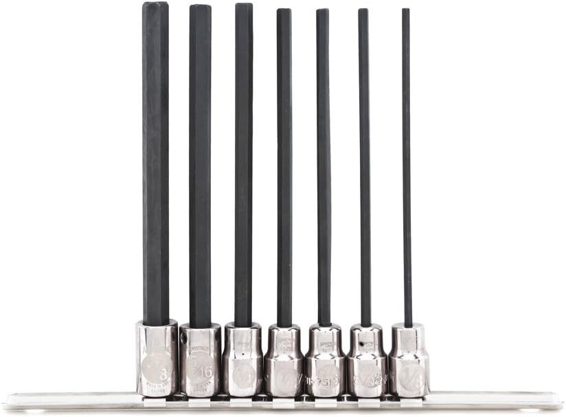 USA Armstrong 7 pc SAE Extra Long Shank Hex Socket Driver Set 1/8 to 3/8″ Drive