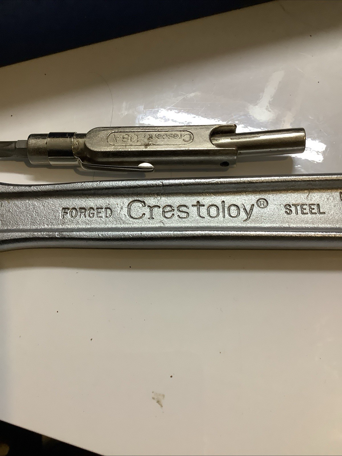Vintage Crestoloy wrench USA & 7-1 Multi folding pocket screwdriver crescent