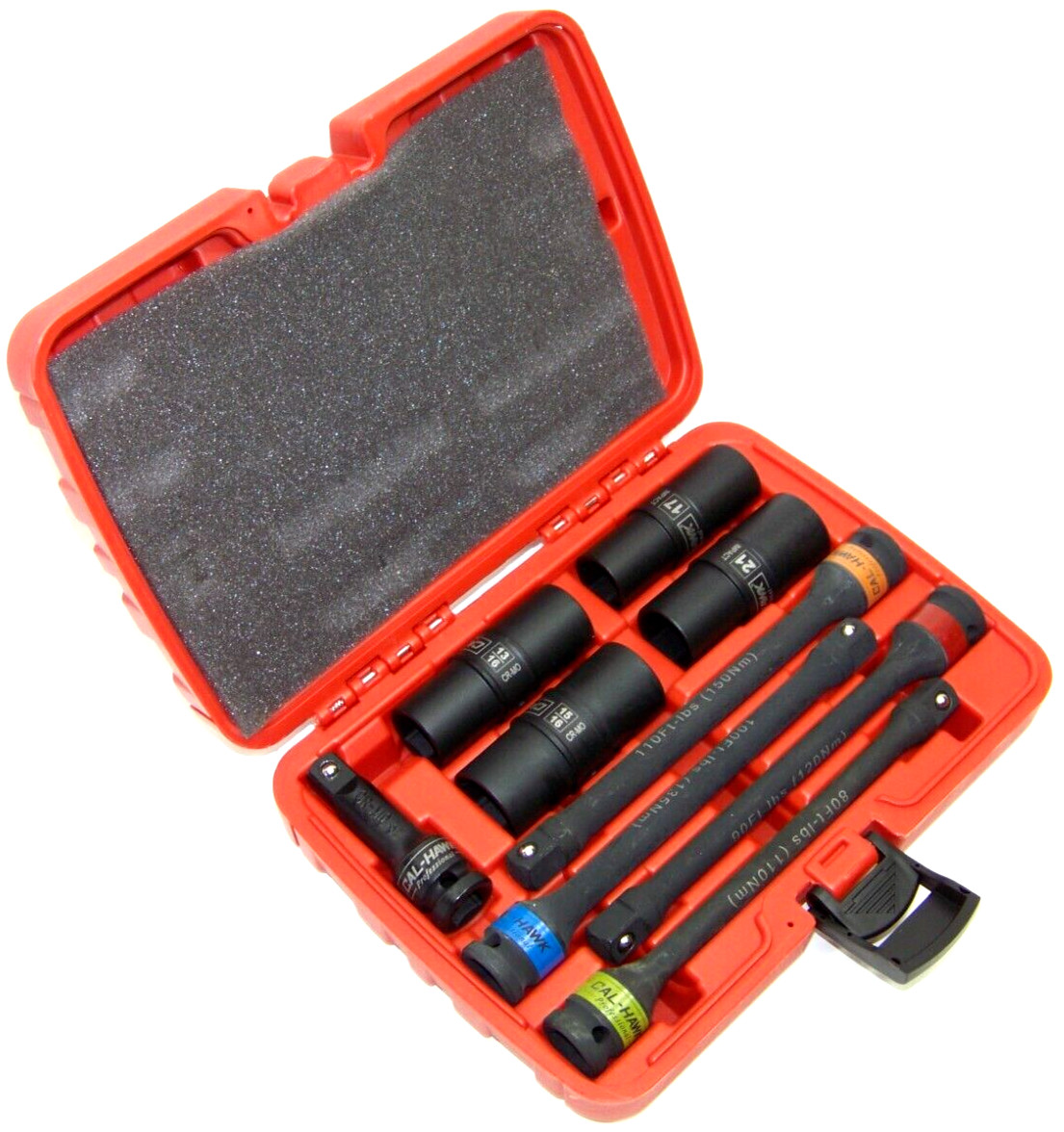 9-pc 1/2″Dr Flip Impact Lug Nut Socket Metric/SAE with Torque Extension Bar Set