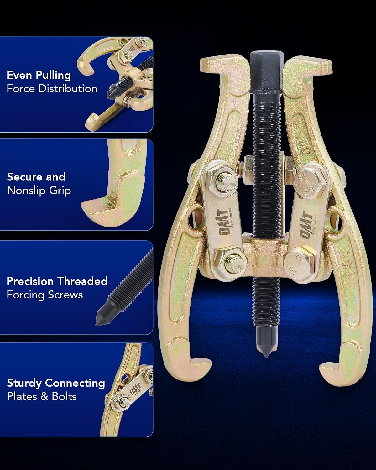 3-Piece Heavy-Duty Gear Puller Set – Reversible Jaws for Safe Component Removal