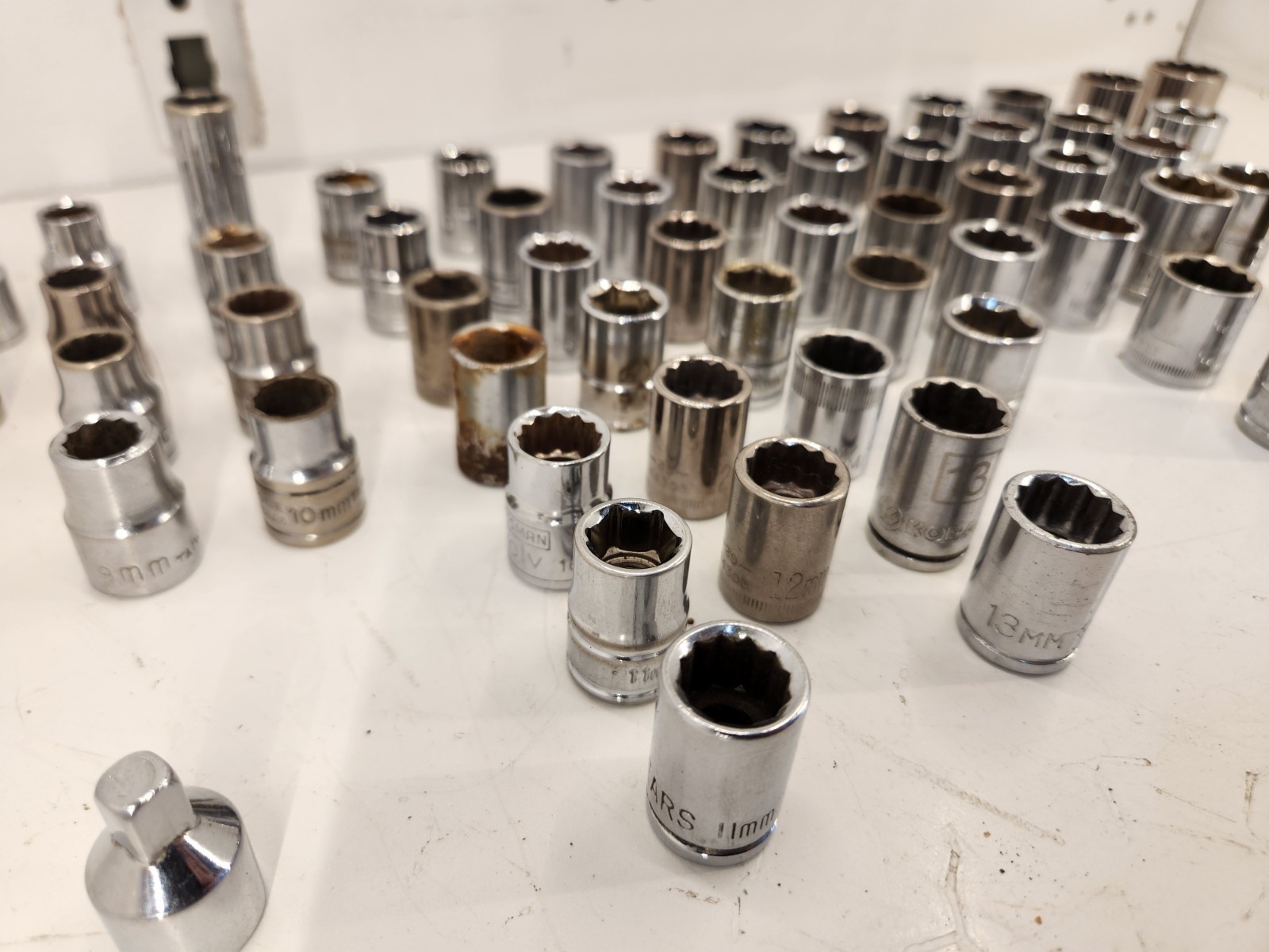 60 Piece Lot Metric Mostly Craftsman & Husky 3/8 Shallow Socket Set SEE PHOTOS