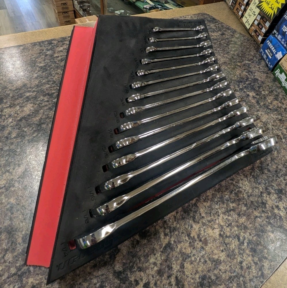 Snap on VS814A 14 Piece SAE Four-Way Angle Head Open-End Wrench Set W/Foam Board