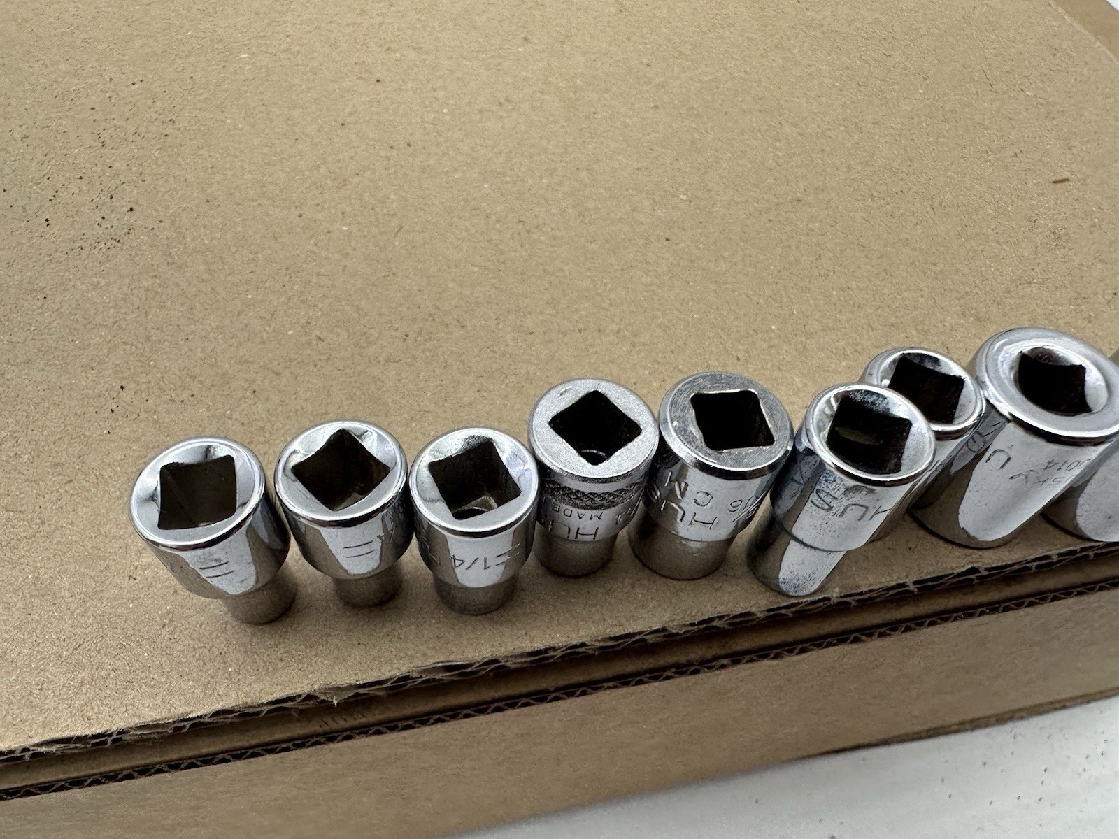 Set Lot of 11 Mixed Husky USA SAE Metric 1/4″ Drive Sockets Assorted Sizes