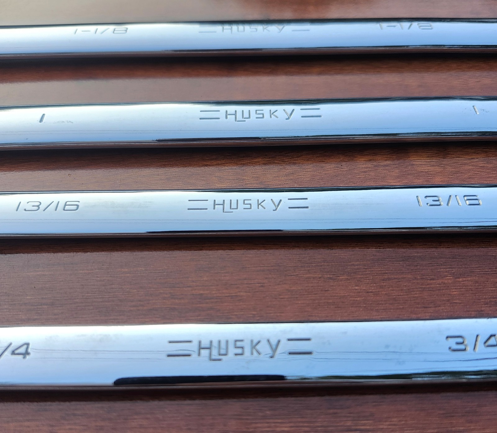 Vintage =Husky= USA 1-1/8″ to 1/4″ Full Polished Comb Wrench Set 11 Pc USA 🇺🇸