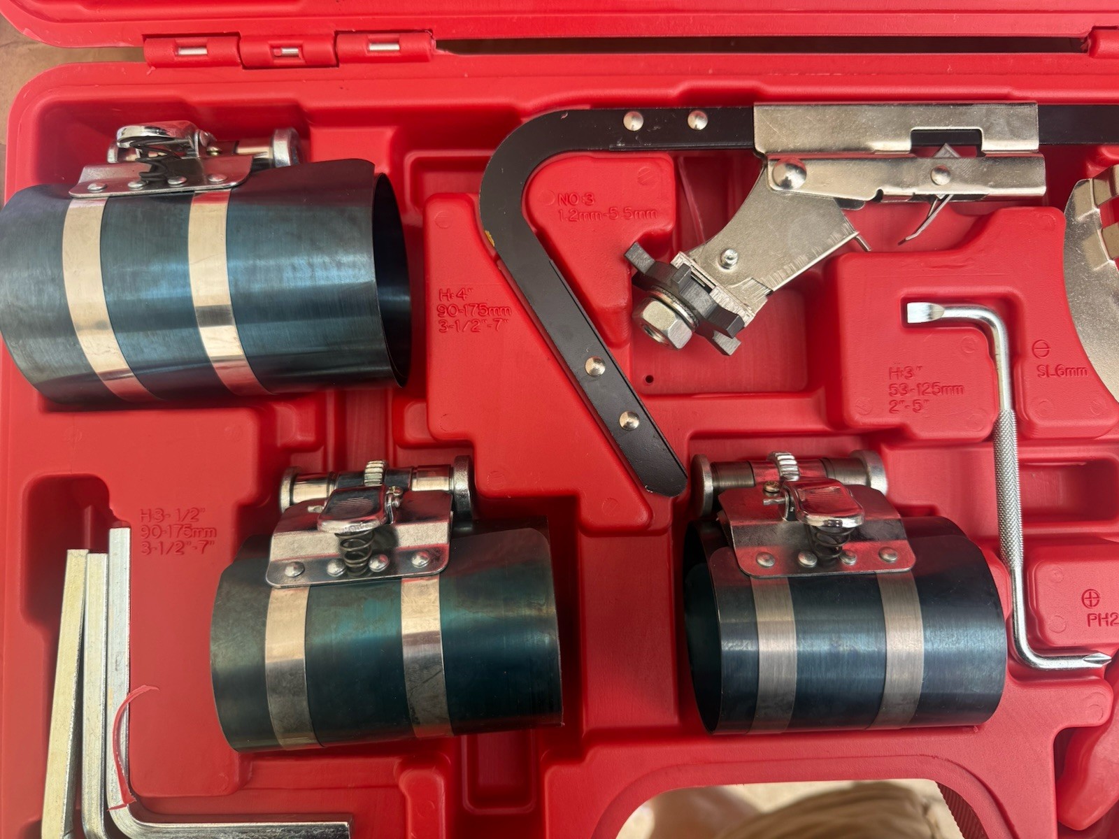 Piston Ring Service Tool Set Piston Ring Compressor With Ratchet Key 3″ 3.5″ 4″