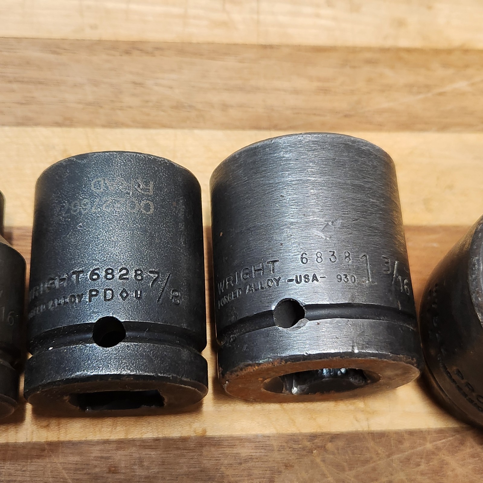Wright & Proto 3/4 inch drive 6 point socket lot 1-3/8, 1-3/16, 7/8, 11/16, 9/16