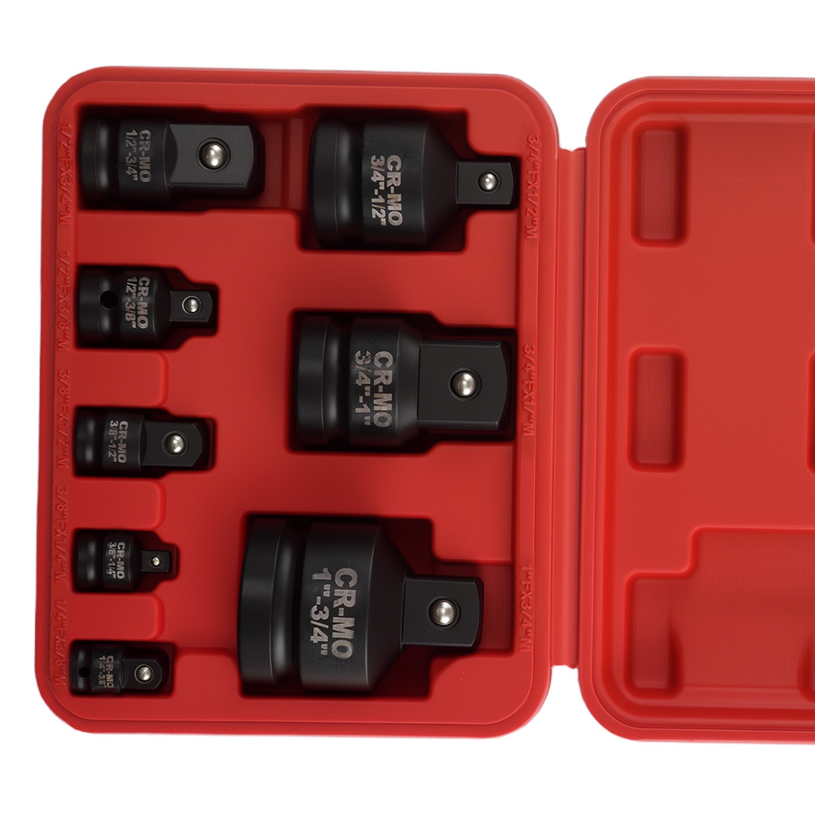 8pcs Impact Adapter Set 1/4 3/8 1/2 3/4 1in Socket Reducer Drive CR-MO Steel