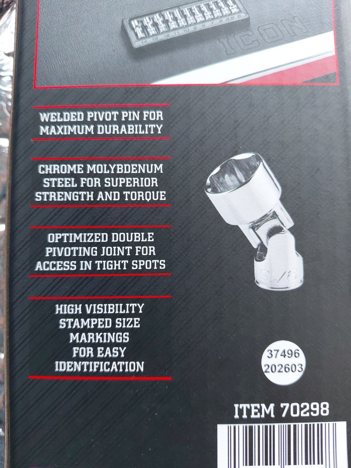 Icon 1/4″drive Metric 11 Piece Set Universal Joint Shallow Socket. FAST SHIPPING