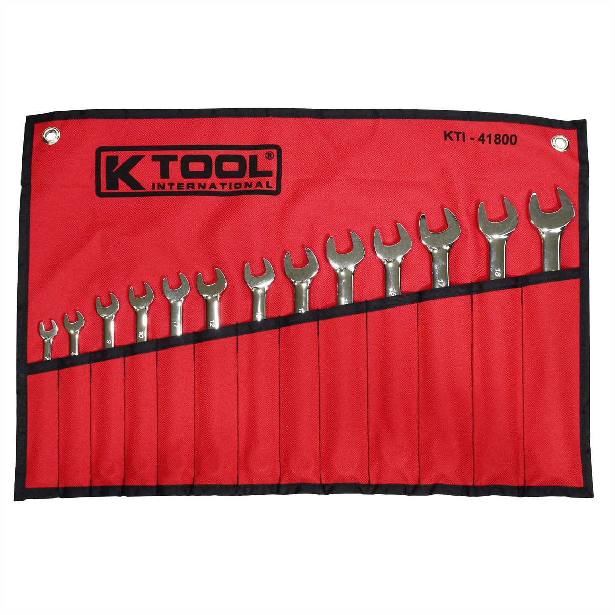 K Tool International Wrench Set 13 Piece Combination Hi Polish Metric 41800