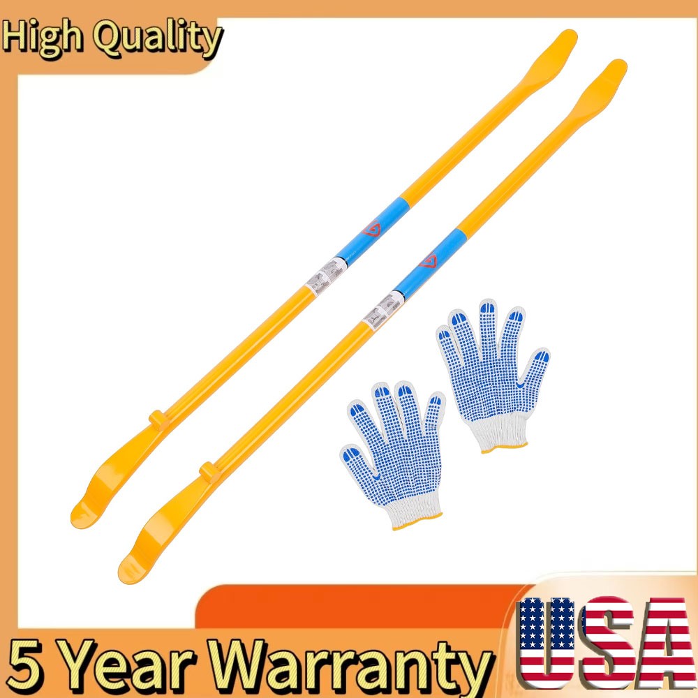 2 Pcs Set Yellow 41.34-inch Tire Mounting and Removal Tool (Iron-Free) w/ Gloves