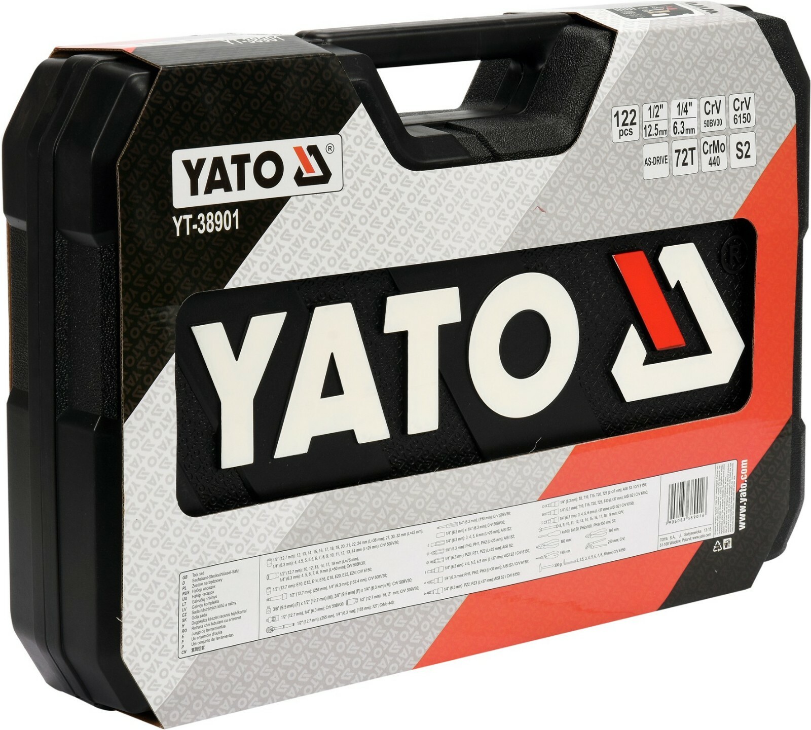 Yato YT-38901 122 Pc 1/2″ Mechanic Tool Set Ratchets Pliers Screwdrivers/Keys