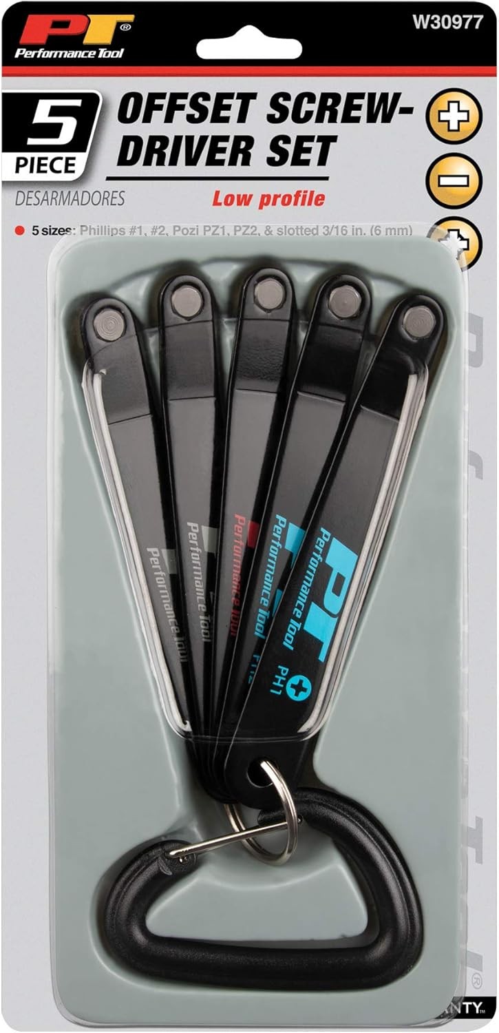 W30977 Low Profile Offset Screwdriver Set with 5 Popular Sizes