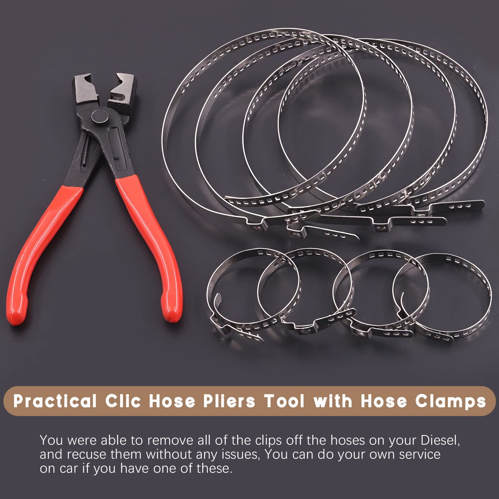 9Pcs Hose Clamp Pliers with CV Boot Kit, Small and Black, Red, Silver