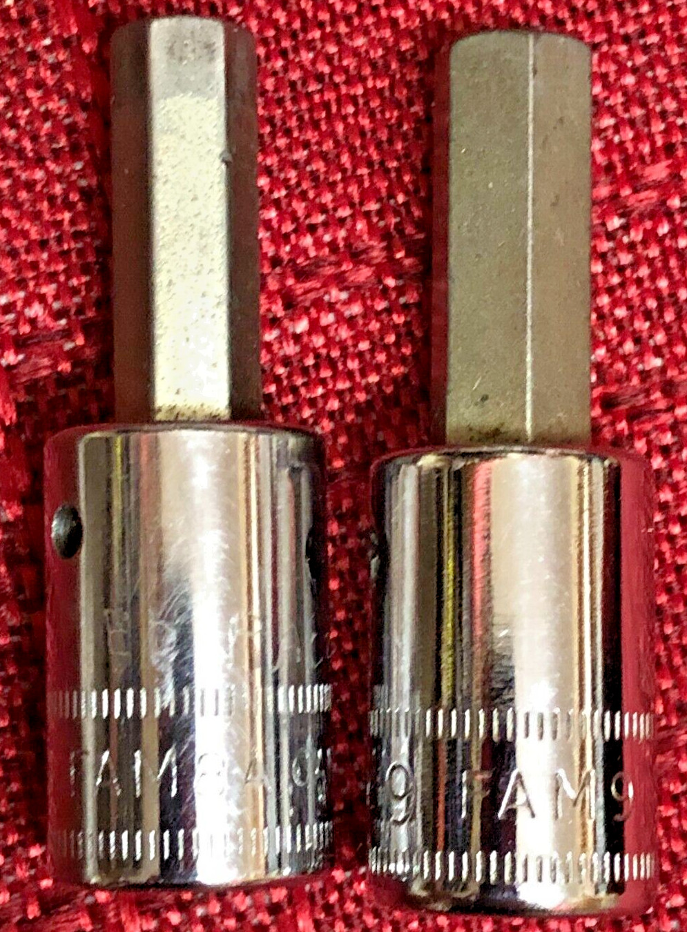 Snap On FAM8A & FAM9 Metric 8&9mm Chrome Hex Bit Socket 3/8″dr 2″L Good 8.5/10 i