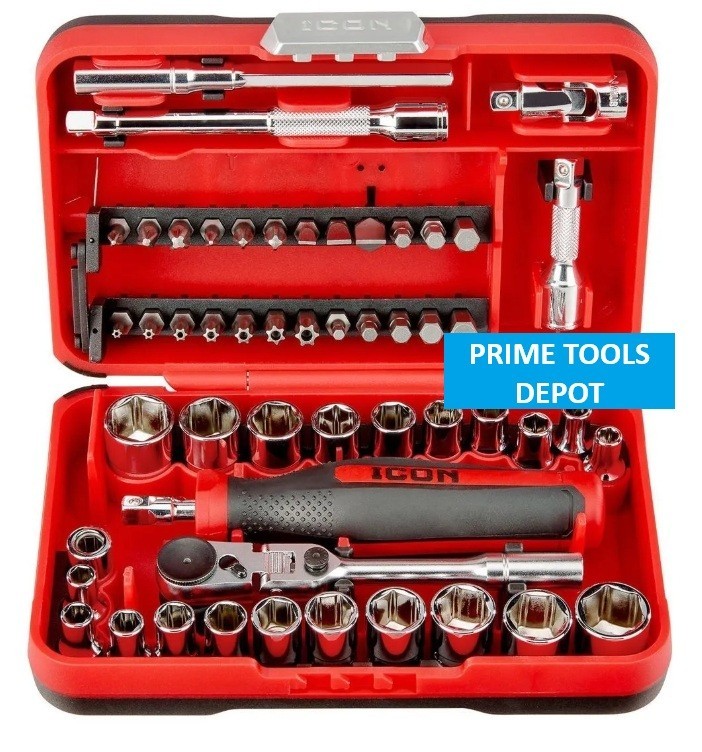 ICON 1/4 in. Drive Compact Socket and Bit Set, 52-Pc, 70695, Lifetime Warranty