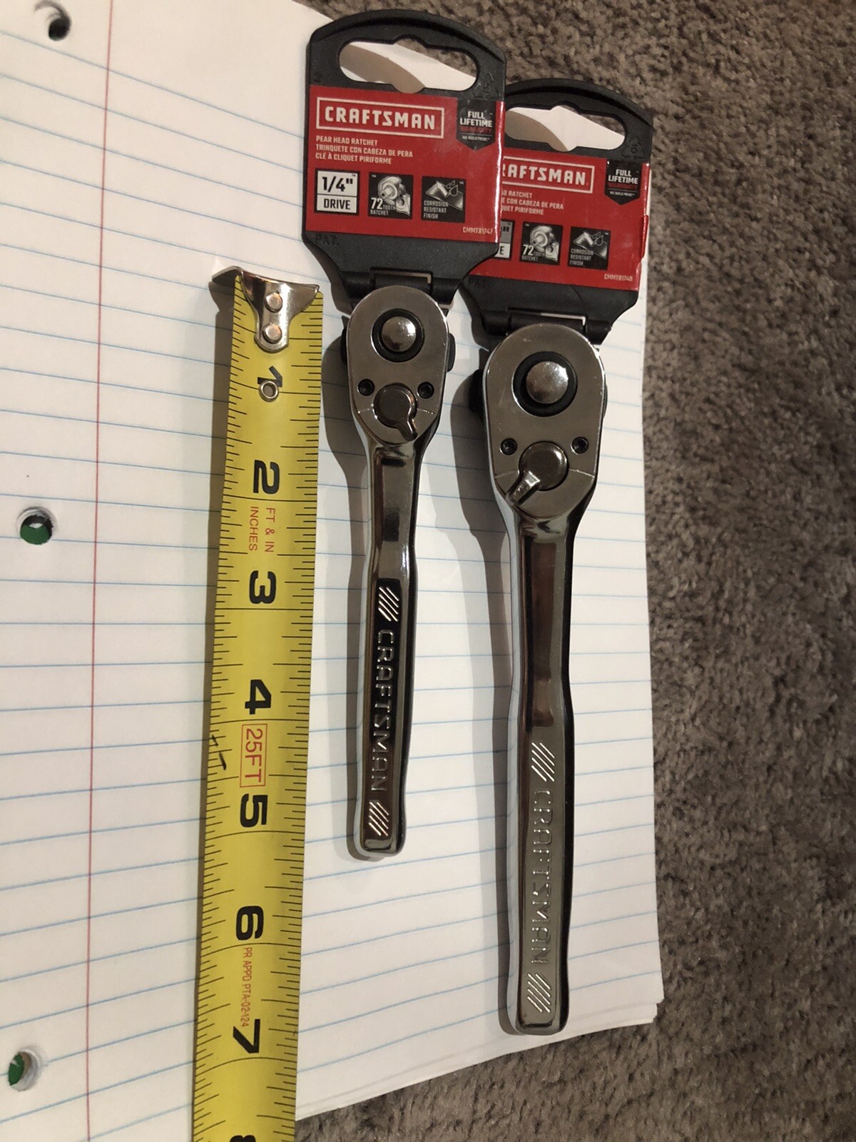 CRAFTSMAN TOOLS 2pc 1/4 3/8 FULL POLISH 72 Tooth Ratchet CMMT8 & CMMT81747