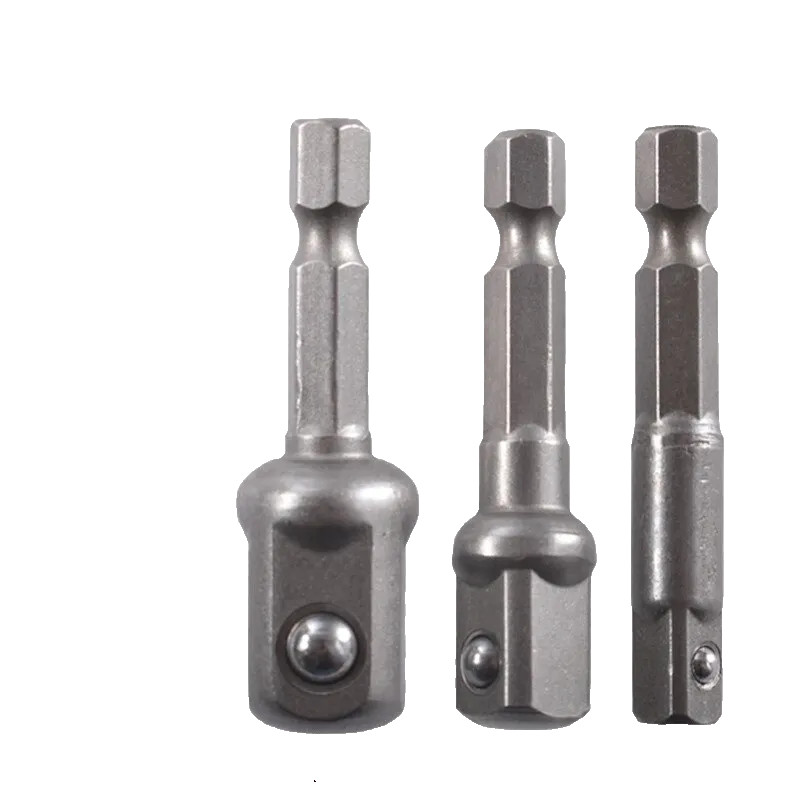 3PC Drill Socket Adapter Set 1/4″ Hex Shank to 1/4 3/8 1/2 Drive Tool UK