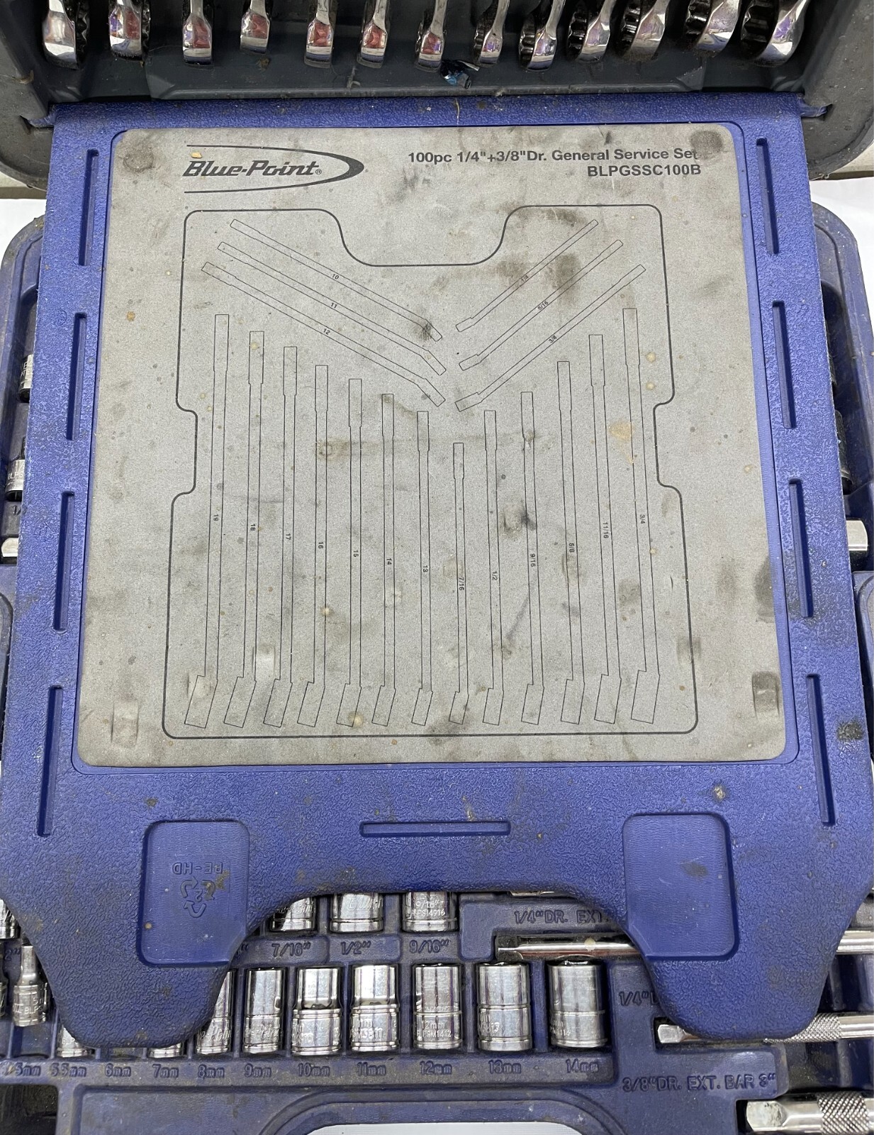 Blue Point 100pc 1/4″ & 3/8″ Dr General Service Set BLPGSSC100B (MISSING 9PCS)