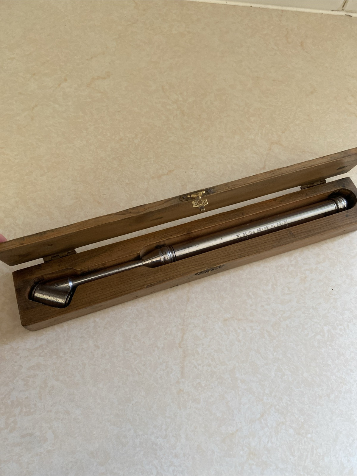 Schrader Service Tyre Gauge In Original Wooden Case Vintage Tool Classic Car