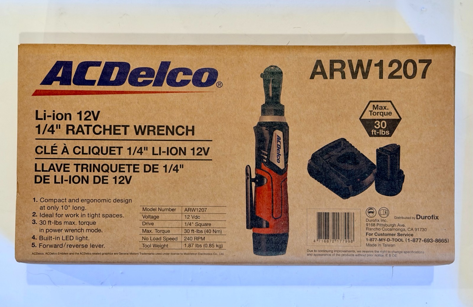 ACDelco Ratchet Wrench ARW1207 Li-ion 12V 1/4″ – NEW