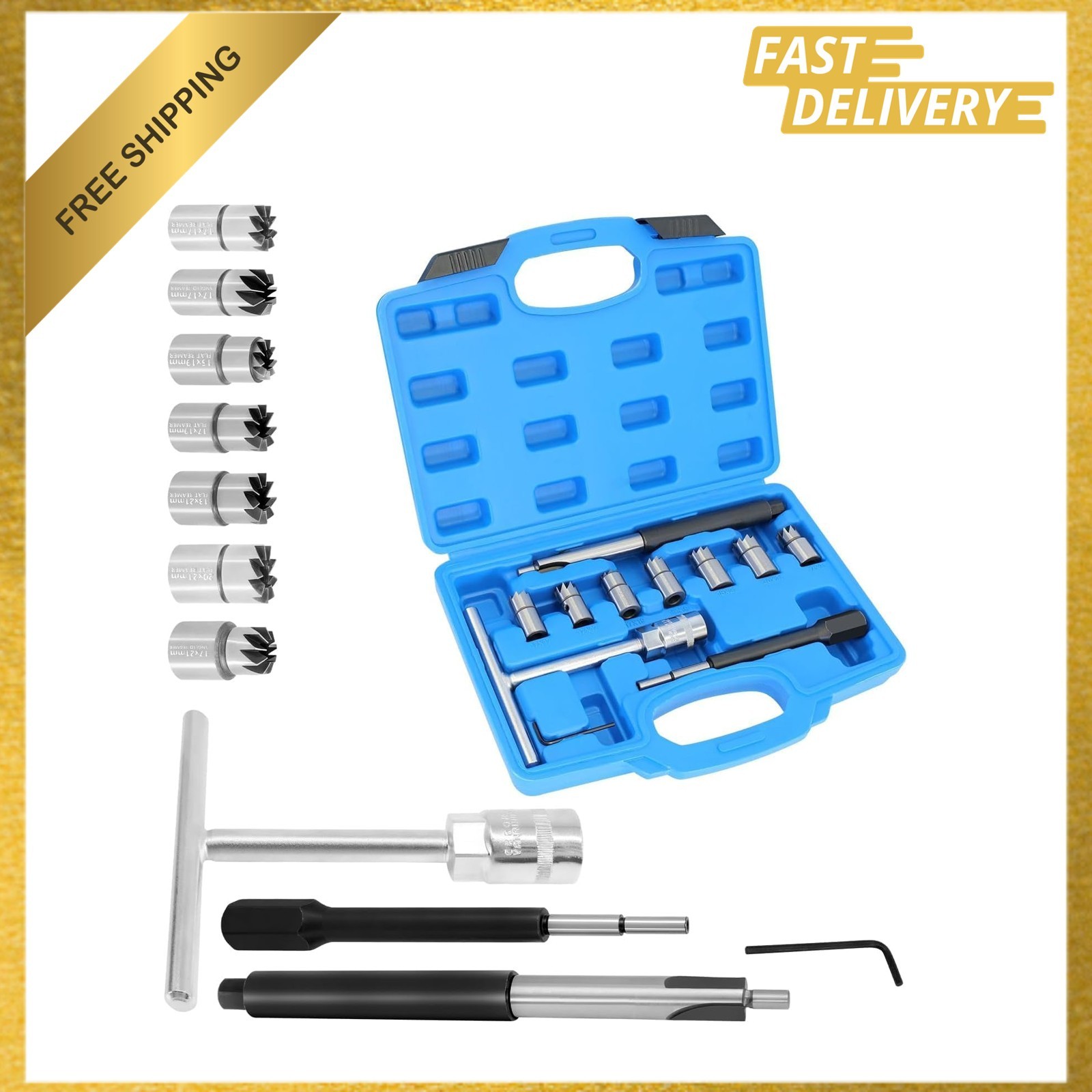 11PCS Diesel Injector Seat Cutter Tool Set Compatible with BMW Mercedes-Benz