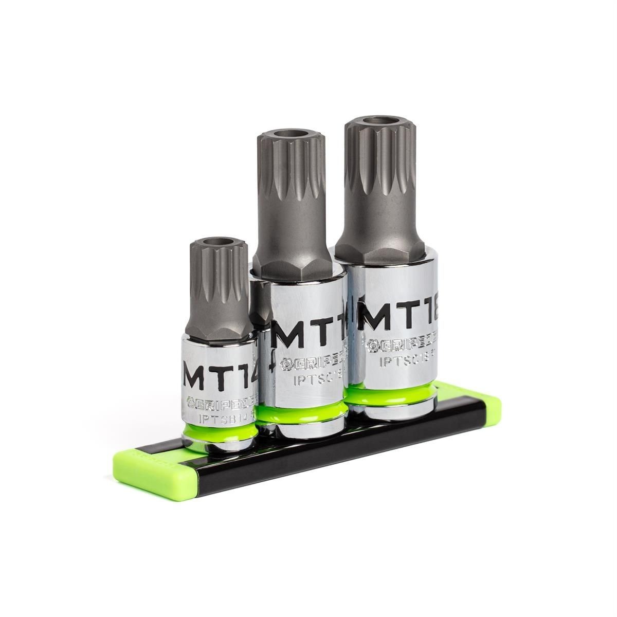 Grip Edge Tools 3-PC RPT 3/8″ & 1/2″ Dr. Triple Square Bit Socket Set #IPTS3S