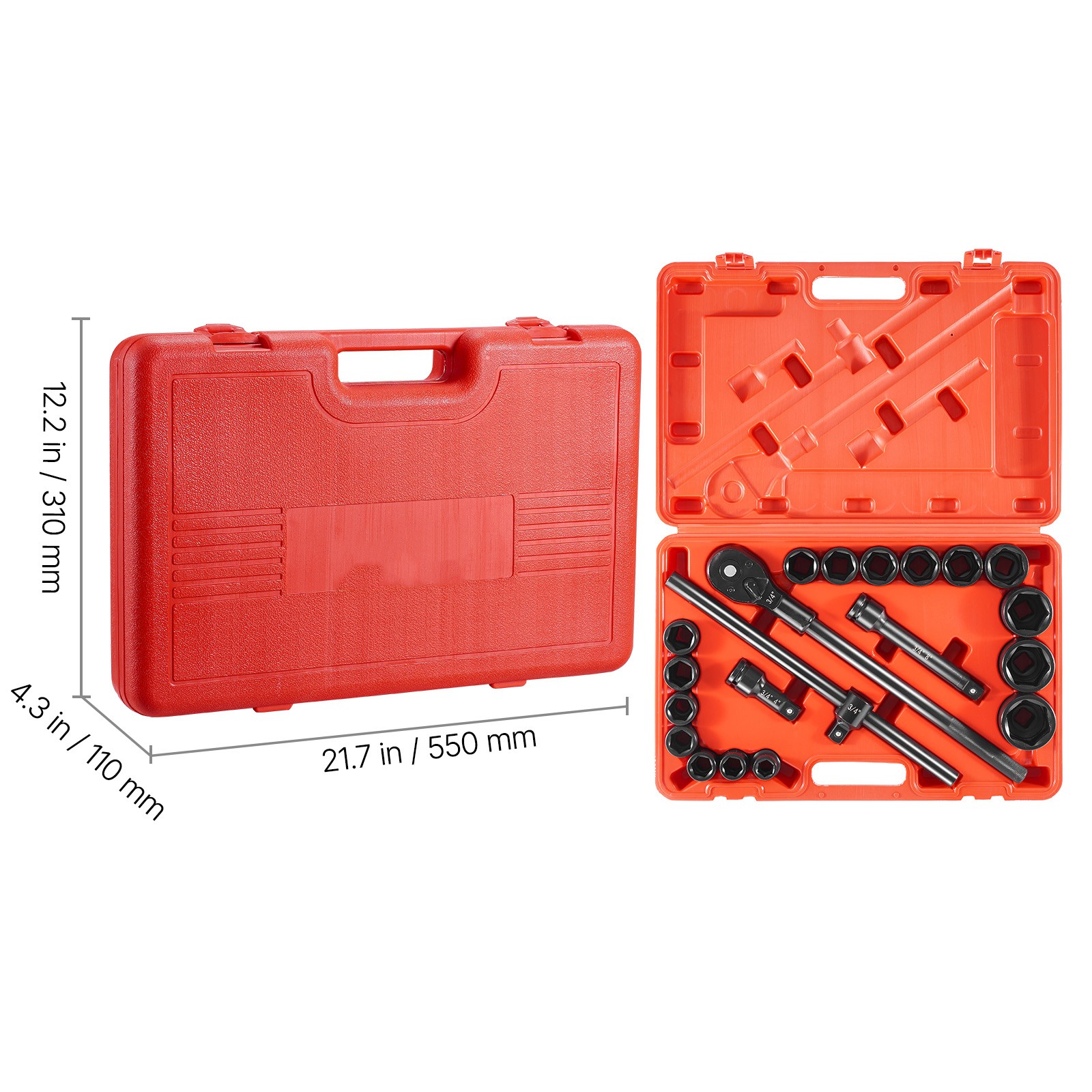 Impact Socket Set Impact Sockets 3/4 Inches 21 PCS 3/4 Inch to 2 Inch SAE