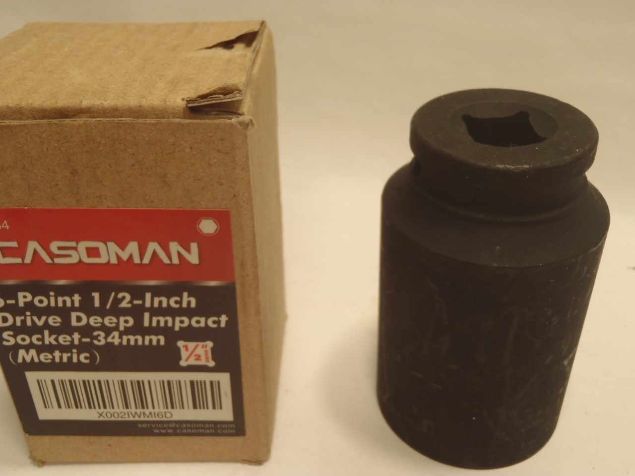 CASOMAN 1/2″ Drive x 34 mm Deep 6 PT Impact Socket, CR-MO, 34 (Deep)