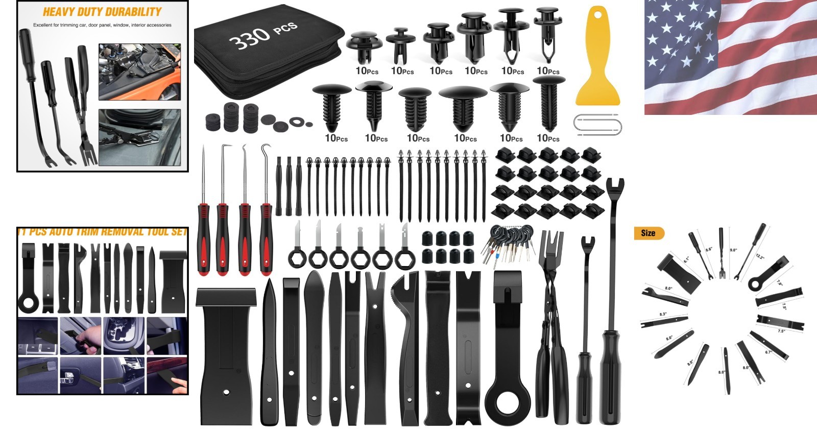 Comprehensive 330-Pcs Automotive Trim Removal Tool Set with Portable Carry Bag