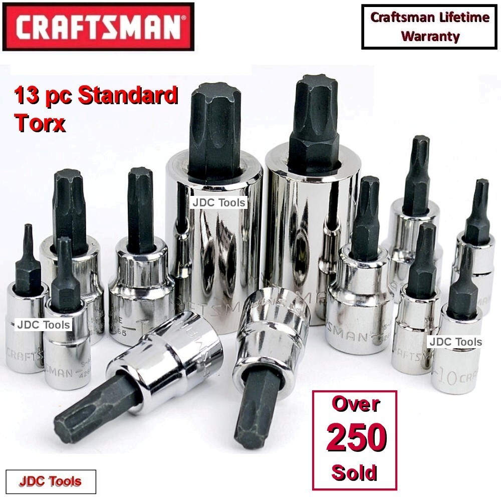 CRAFTSMAN HAND TOOLS 13pc 1/4 3/8 1/2 Torx / Star bit ratchet wrench socket set